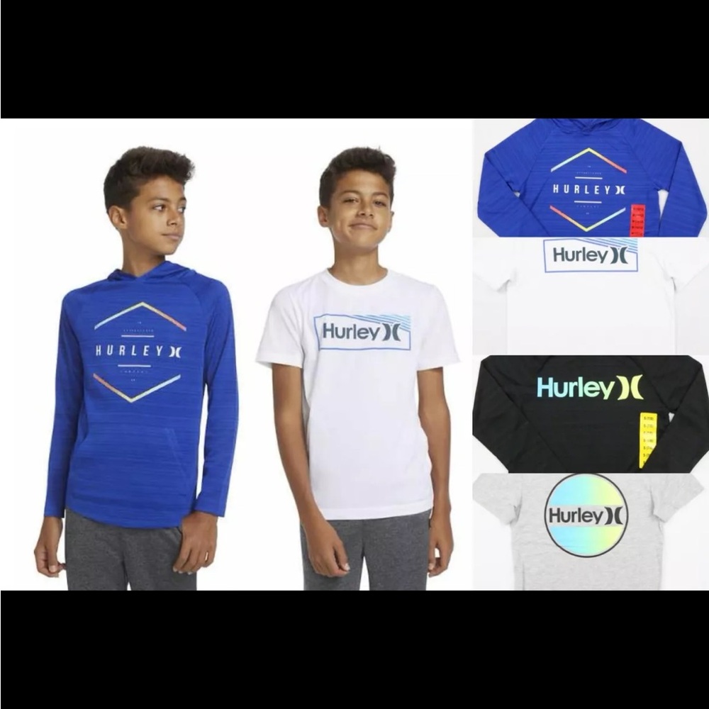 NWT Hurley Lightweight Blue H2O Dri Hoodie & Tee Boys Medium 10/12